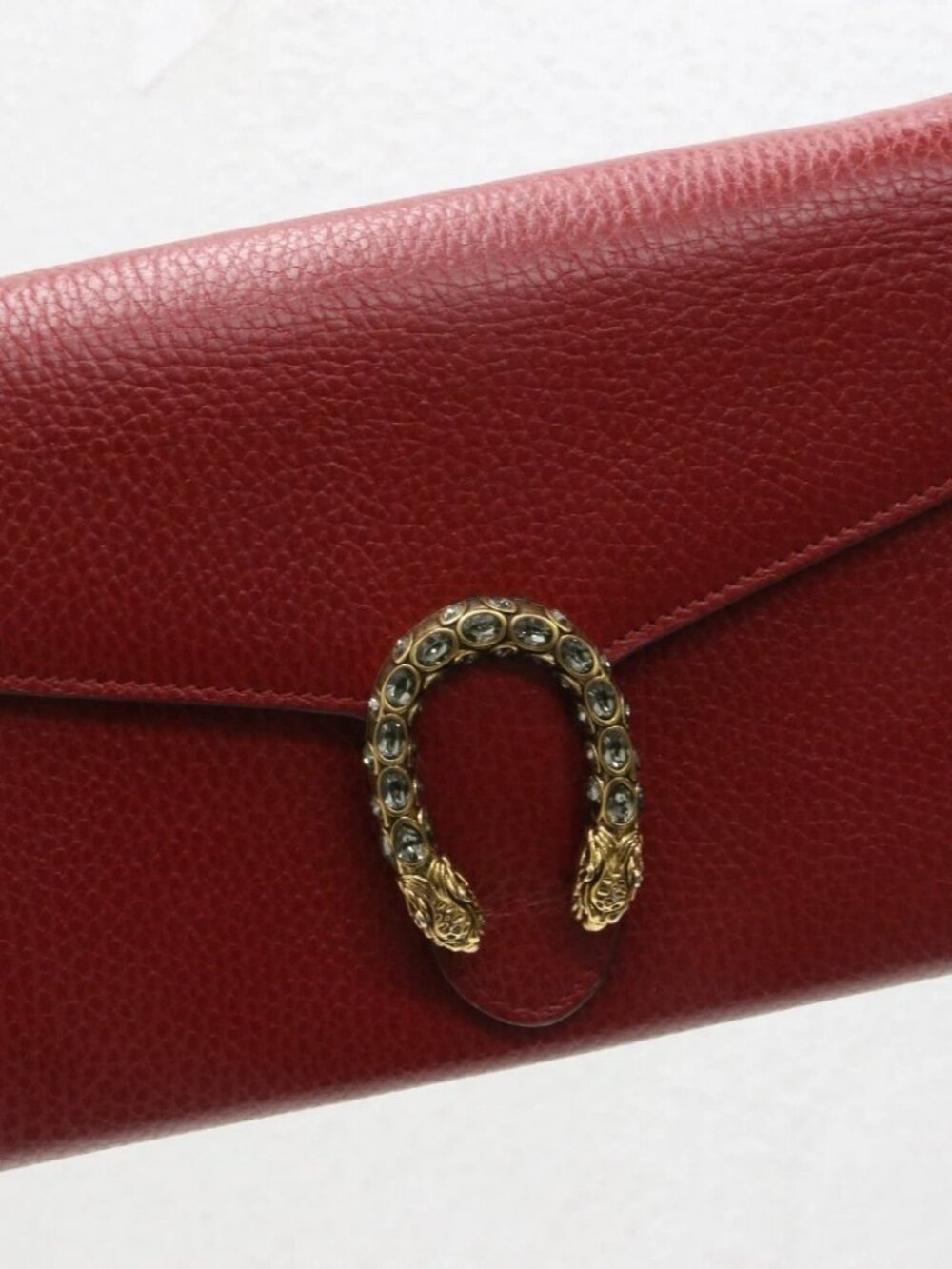 GUCCI Dionysus Mini Red Clutch 401231 496334 w/ Silver Chain Strap